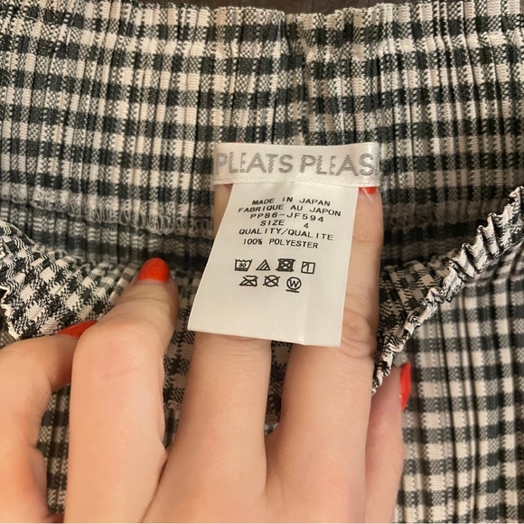 Issey Miyake PLEATS PLEASE gingham check pleated crop wide leg pants size 4 - Picture 3 of 10